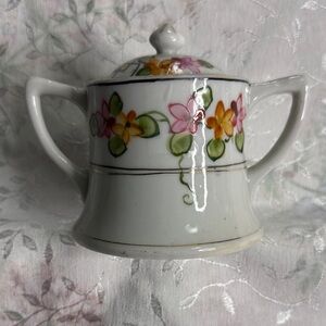 Source Unknown Floral Sugar Bowl with Lid